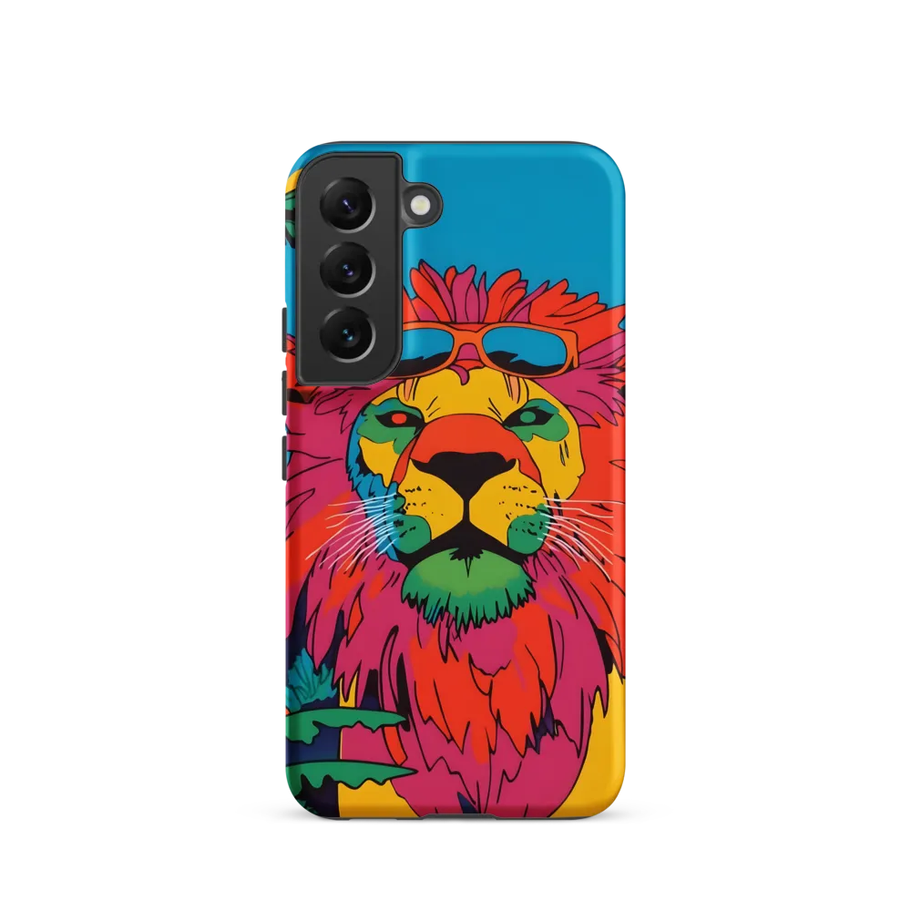 Lion with Sunglasses: A Vibrant Tropical Portrait