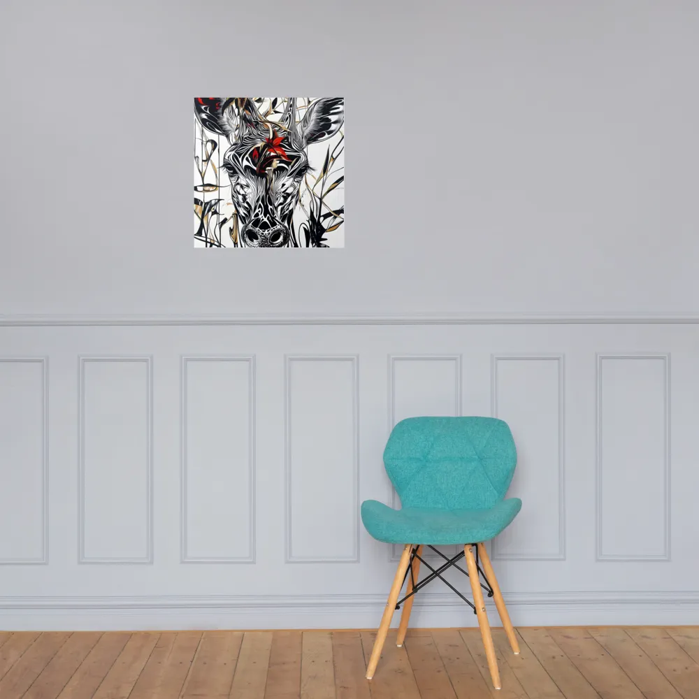 Floral Elegance: The Giraffe's Portrait | Poster | 18″×18″