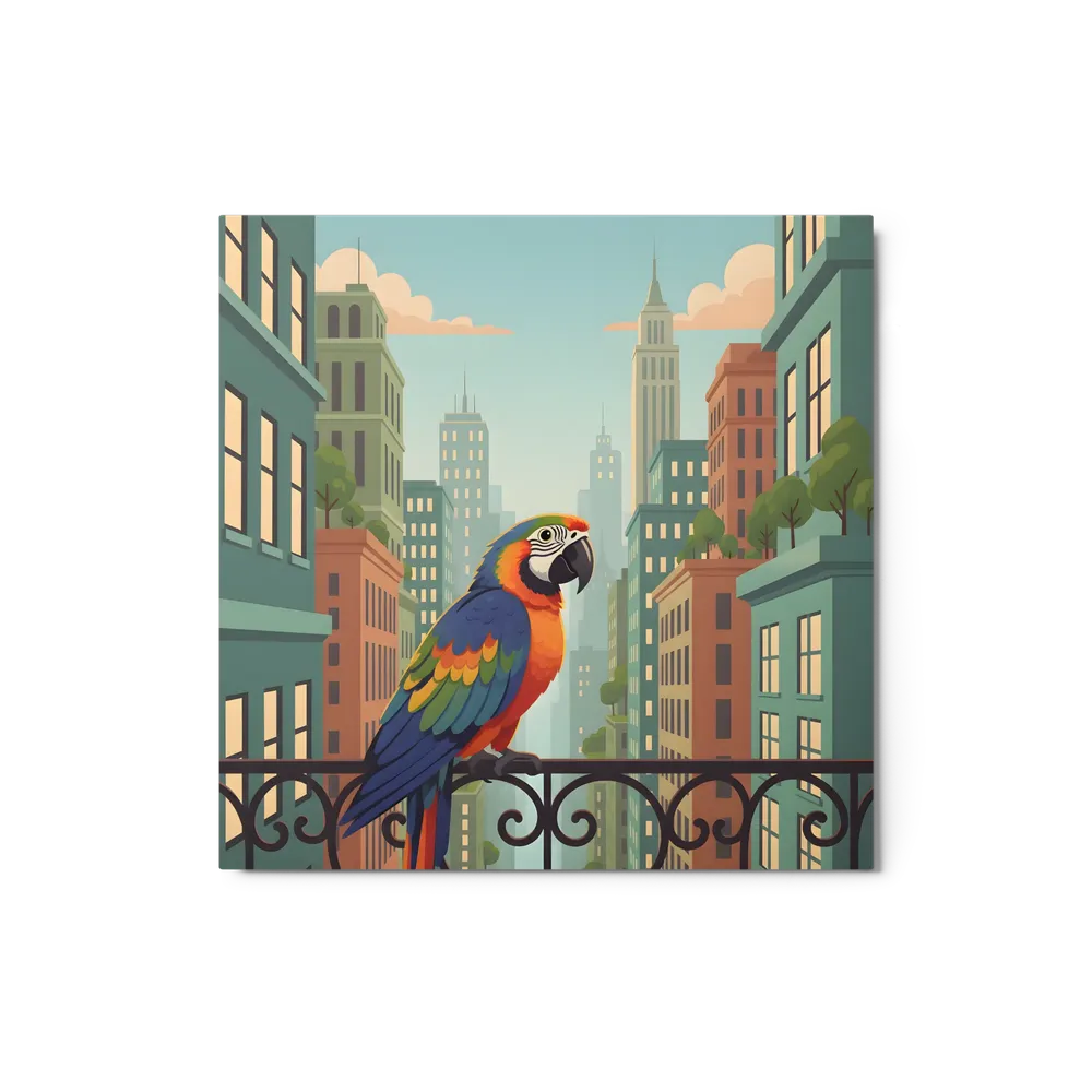 Urban Parrot 
 Metal Print | 12″x 12″