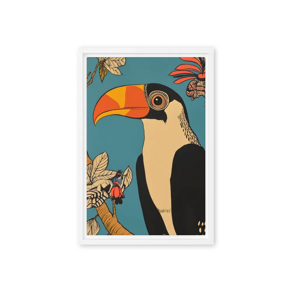 Tropical Majesty: The Toucan at Rest | Canvas with White Frame | 12″×18″
