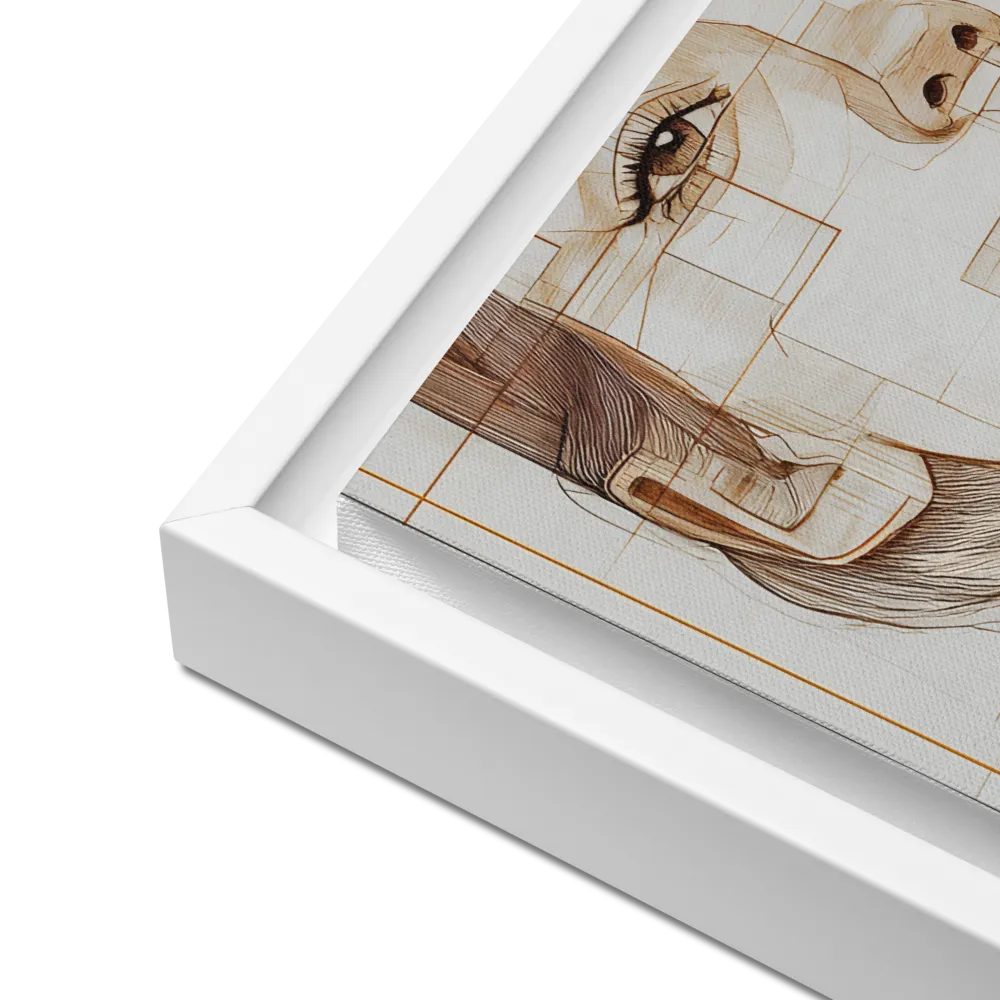 Geometric Serenity: A Minimalist Portrait | Canvas with White Frame | 12″×16″