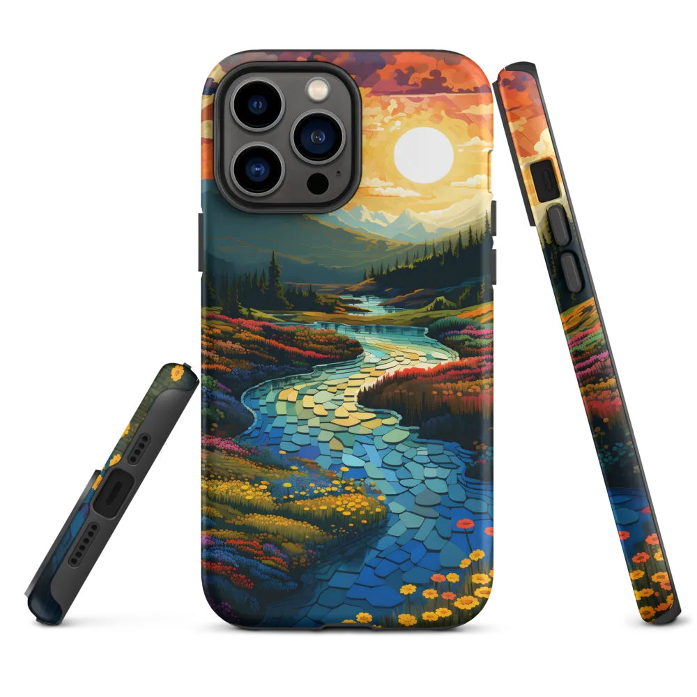 Serenity in Sunset: A Winding River's Embrace | Phone Case |  13 Pro Max | Tough Case | Matte