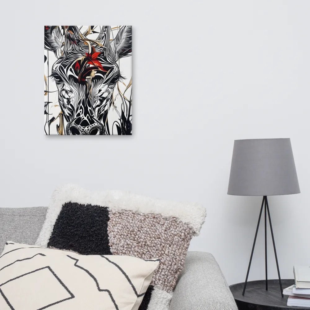 Floral Elegance: The Giraffe's Portrait | Canvas | 16″×20″