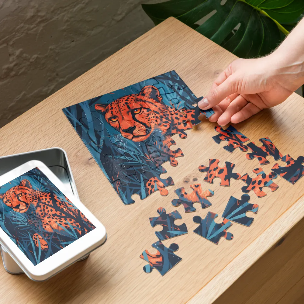 Cheetah at Dusk 
 Jigsaw Puzzle in Tin Box