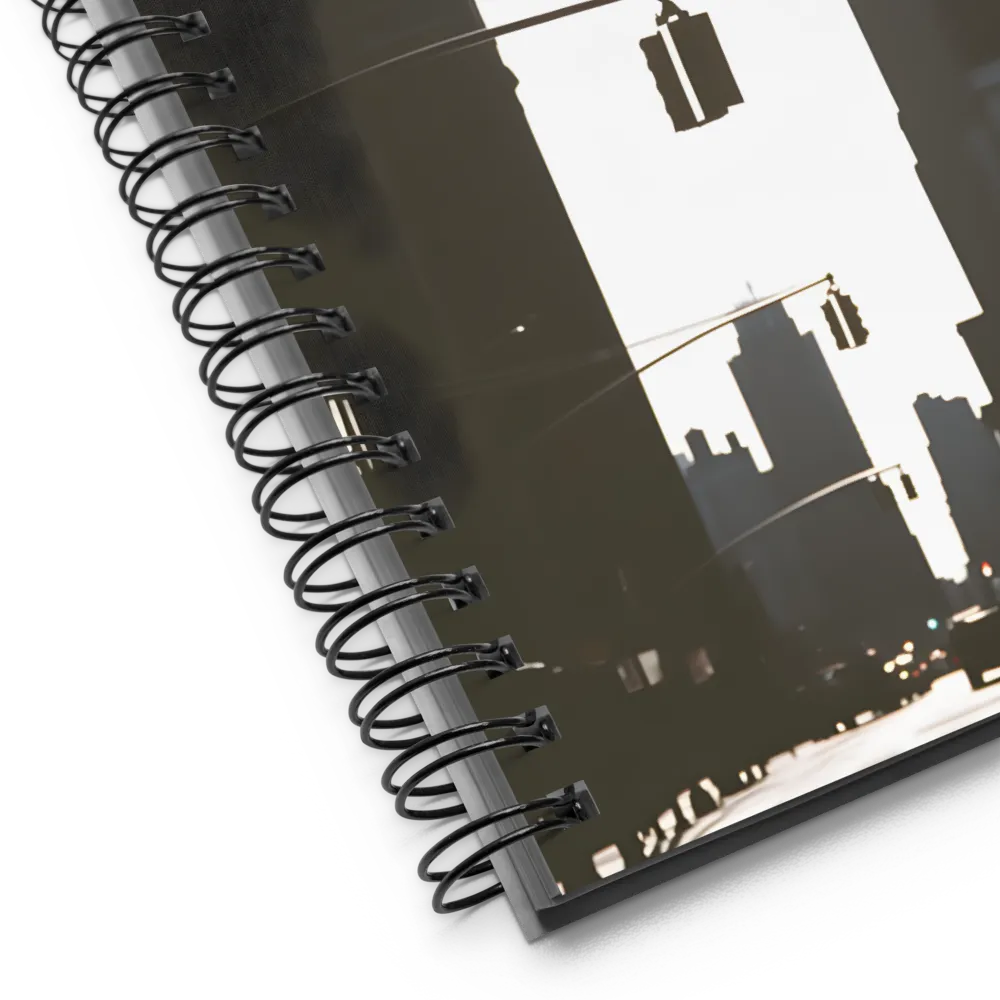 Silhouetted Serenity in Urban Light | Spiral Notebook