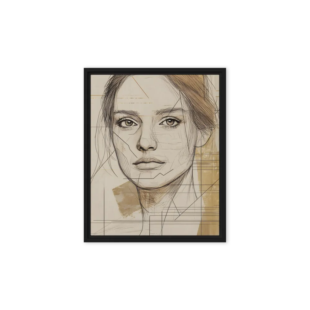 Geometric Elegance: A Modern Portrait | Canvas with Black Frame | 8″×10″
