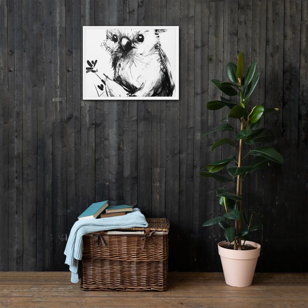 Whimsical Koala in Ink | Canvas with White Frame | 18″×24″