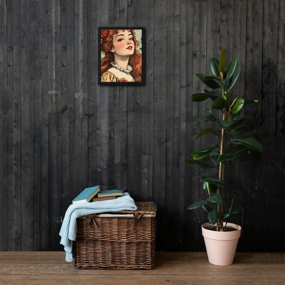 Whimsical Portrait of a Flower-Adorned Girl | Canvas with Black Frame | 11″×14″
