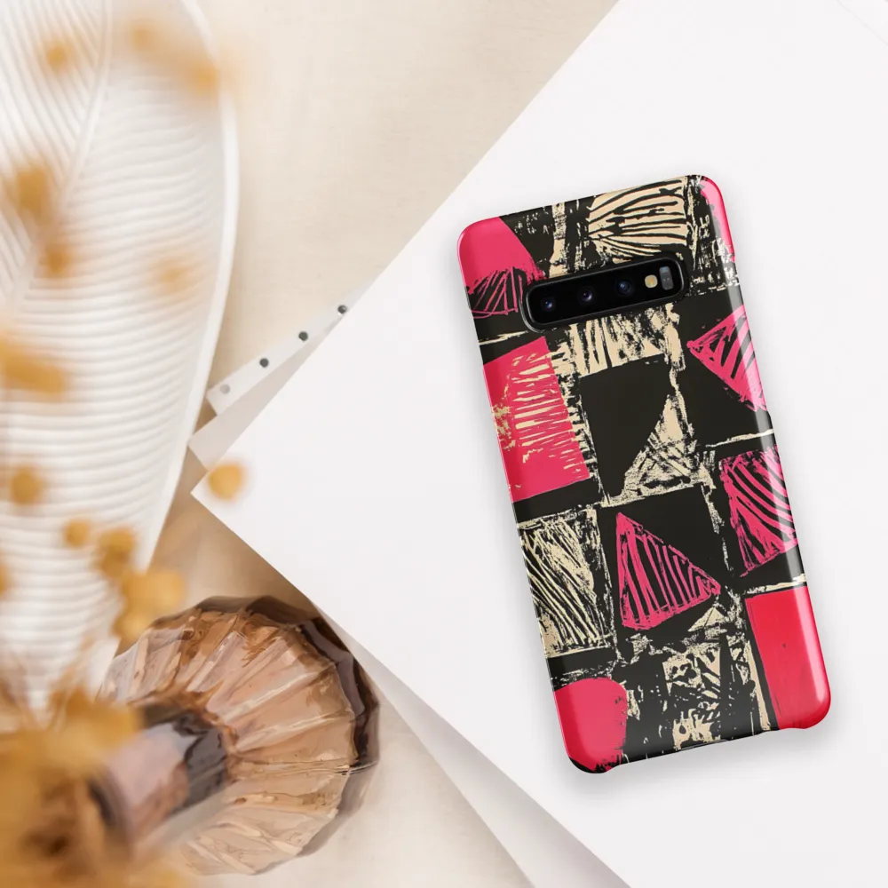 Geometric Symphony in Pink and Black | Phone Case |  S10 Plus | Snap Case | Glossy