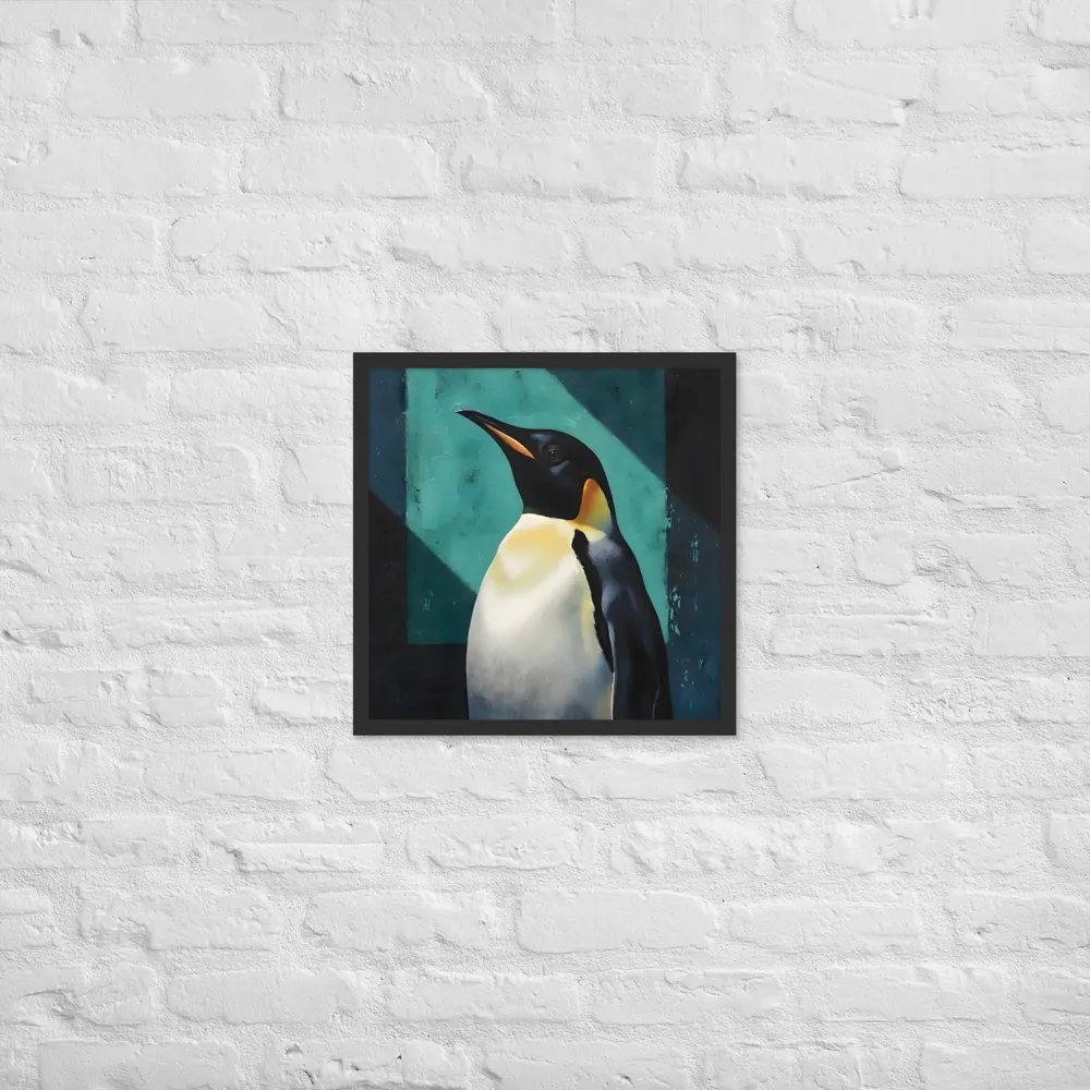Regal Penguin 
 Poster with Black Frame | 18″x 18″