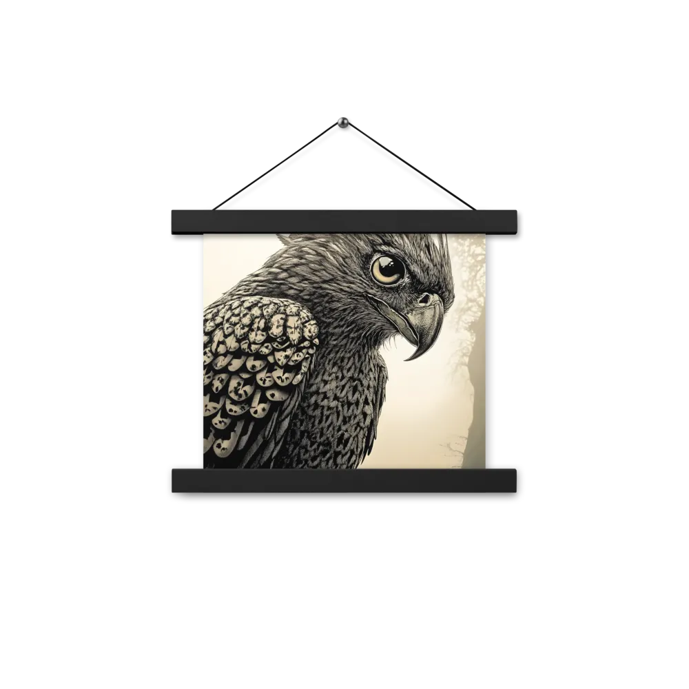 Majestic Owl in Detail | Poster With Black Wood Hanger | 10″×10″