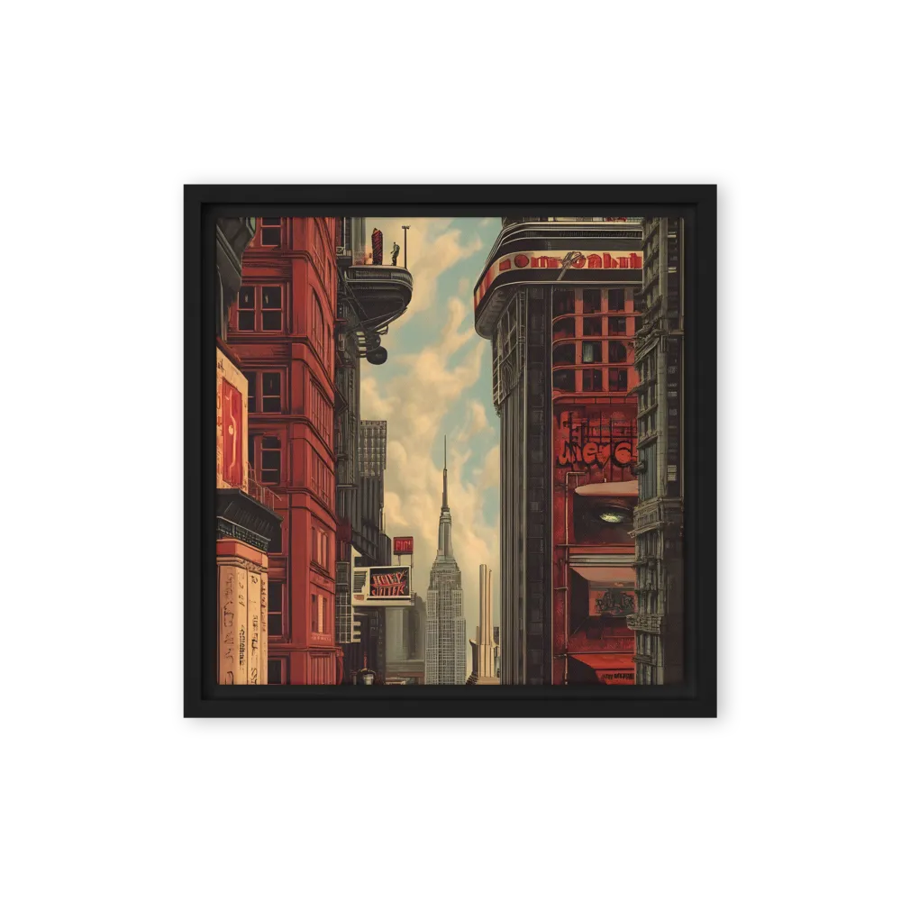 A Glimpse of Tomorrow: Urban Ambition | Canvas with Black Frame | 12″×12″