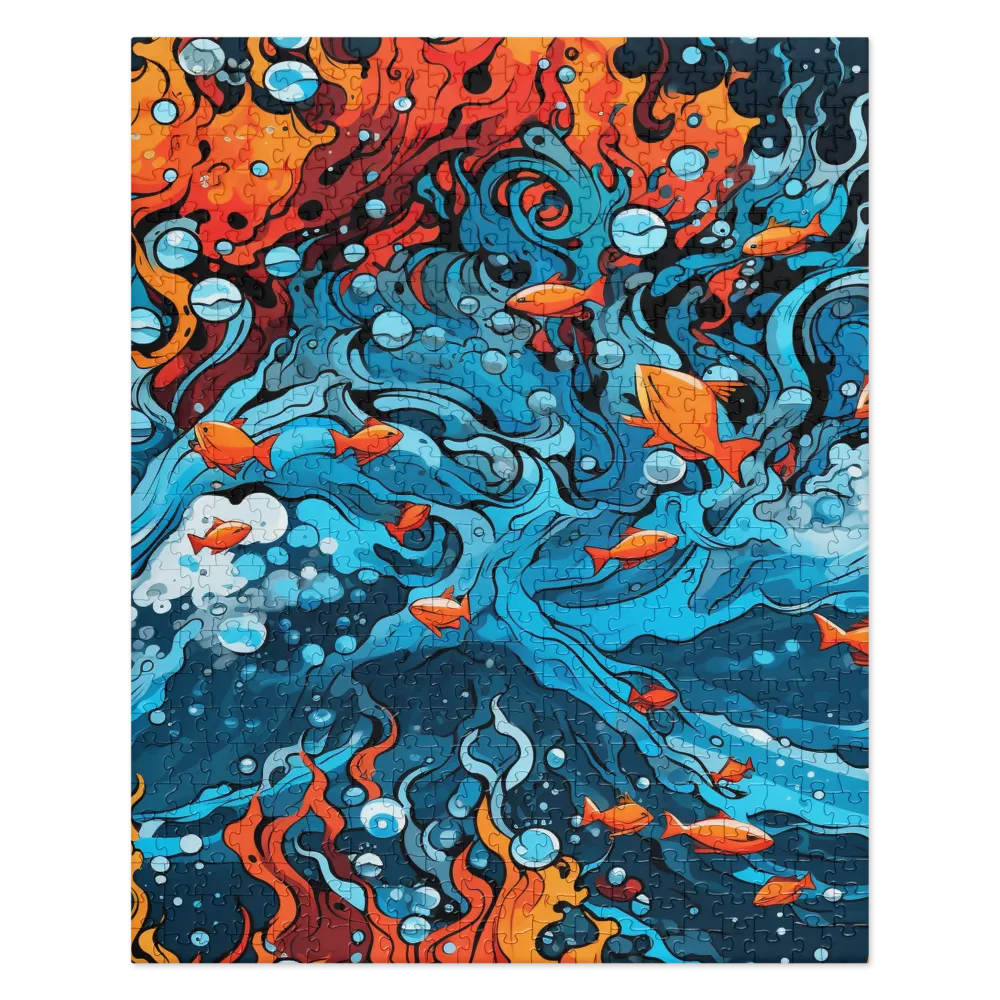 Fluid Harmony: Ocean and Flames | Jigsaw Puzzle | 520 pieces