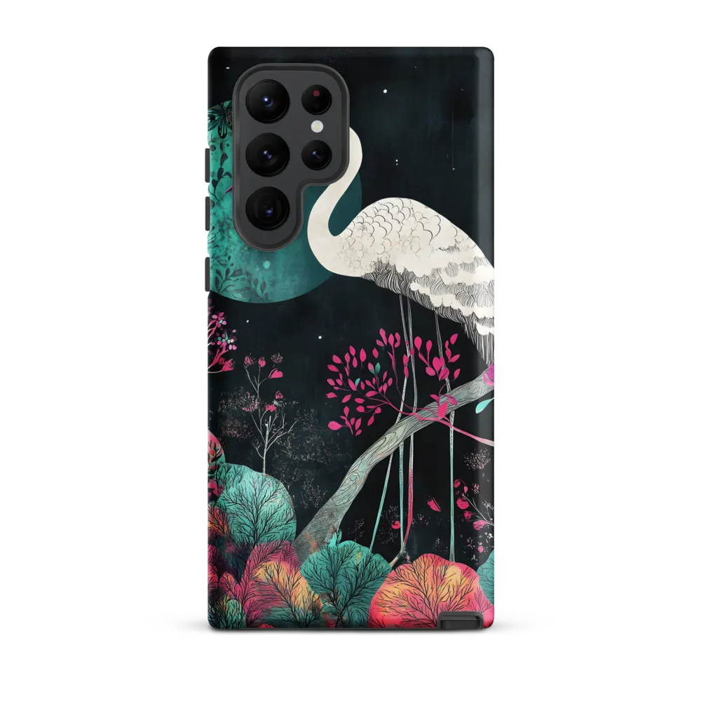 Ethereal Presence: Heron in a Floral Dreamscape | Phone Case |  S22 Ultra | Tough Case | Matte
