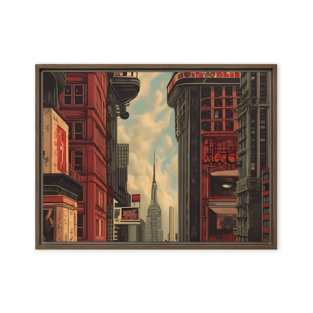 A Glimpse of Tomorrow: Urban Ambition | Canvas with Brown Frame | 18″×24″