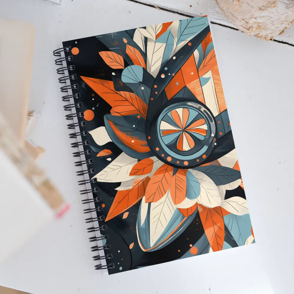 Floral Symphony in Orange and Teal | Spiral Notebook