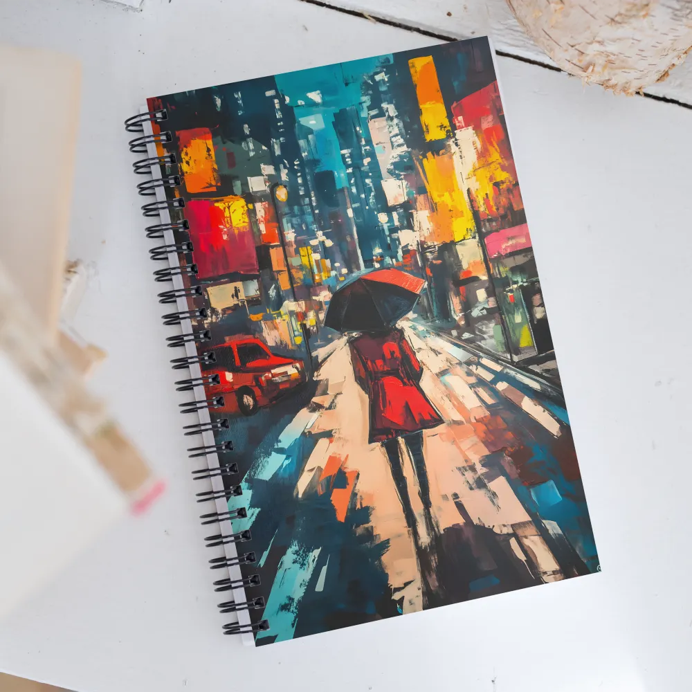 Urban Reflections on a Rainy Night | Spiral Notebook