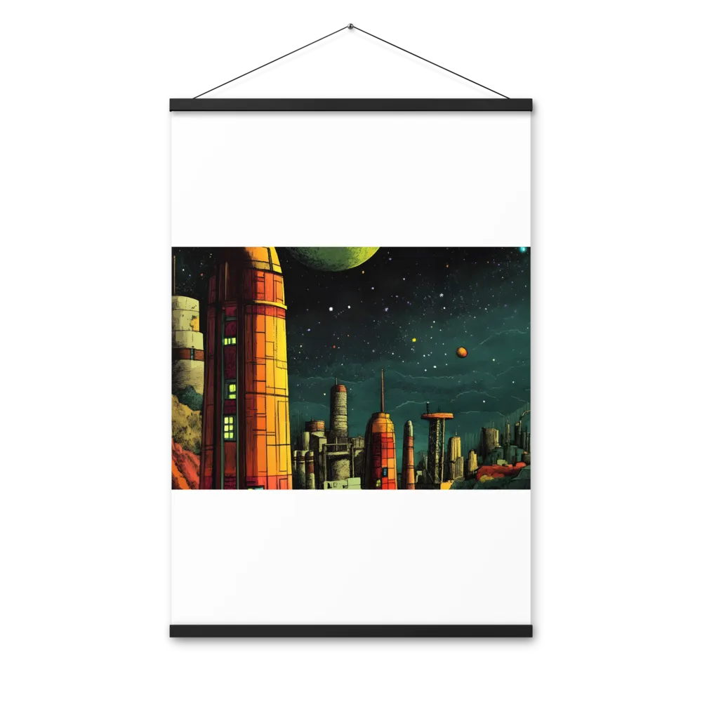 Cosmic Cityscape | Poster With Black Wood Hanger | 24″×36″