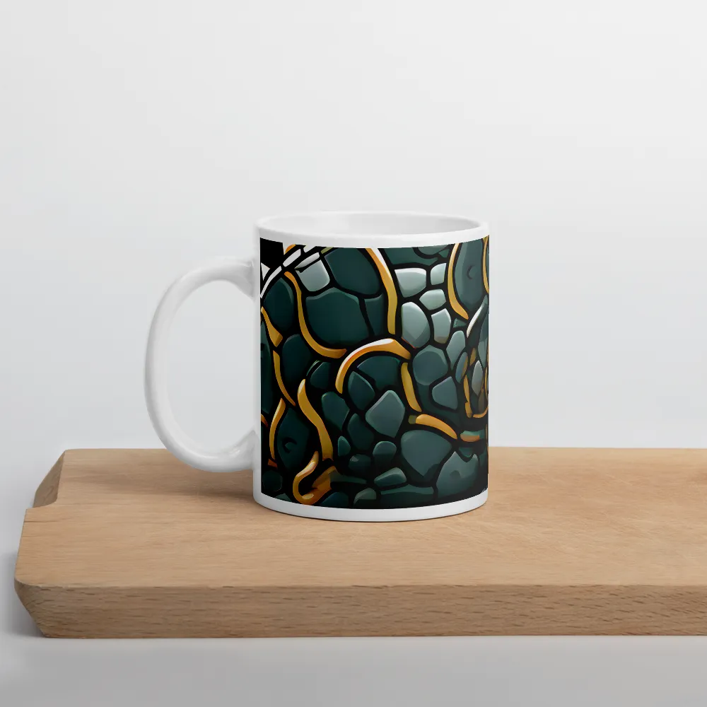 Reptilian Elegance: A Digital Art Nouveau Tapestry | Mug with White inside | 11 oz