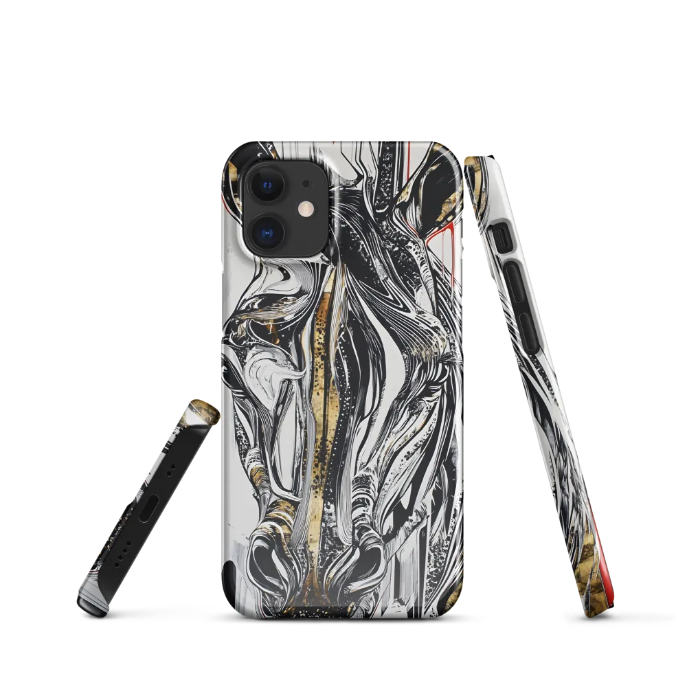 Ethereal Majesty: The Abstract Zebra | Phone Case |  12 Mini | Snap Case | Glossy