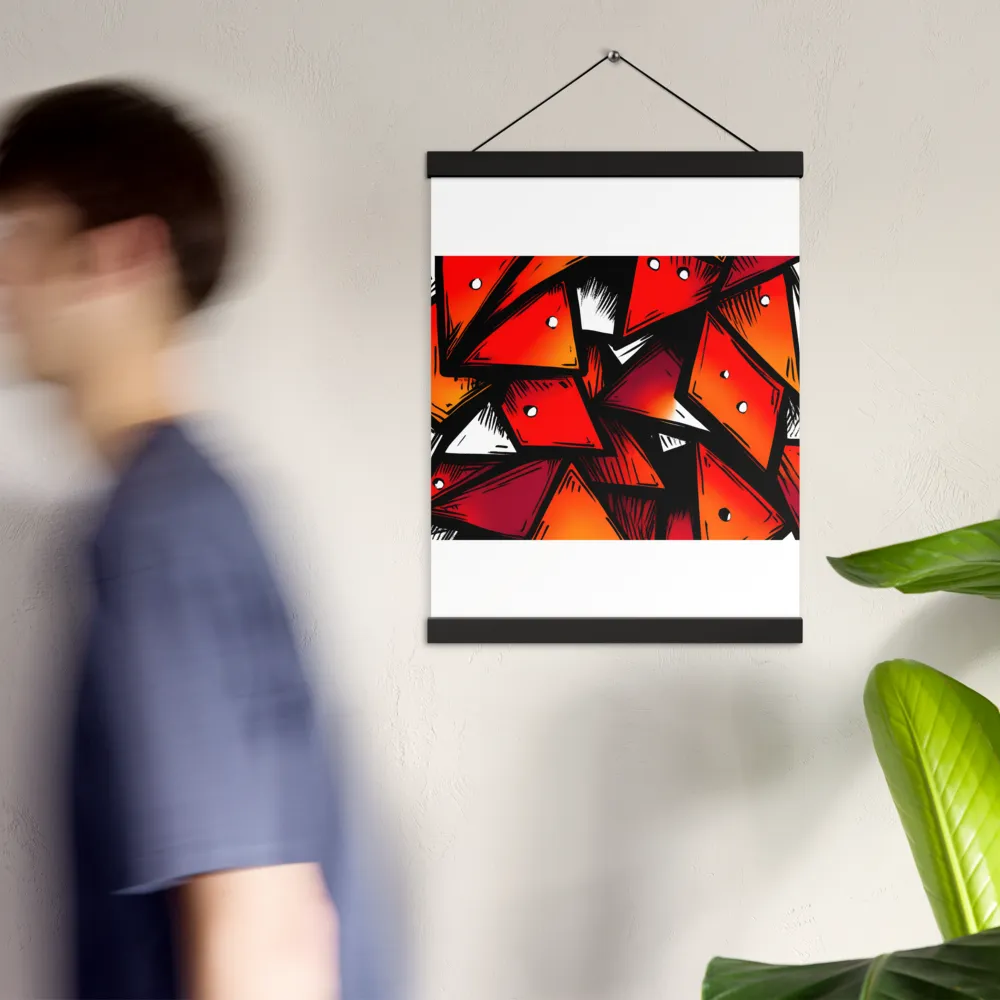 Dynamic Geometry of Red and Orange | Poster With Black Wood Hanger | 12″×16″