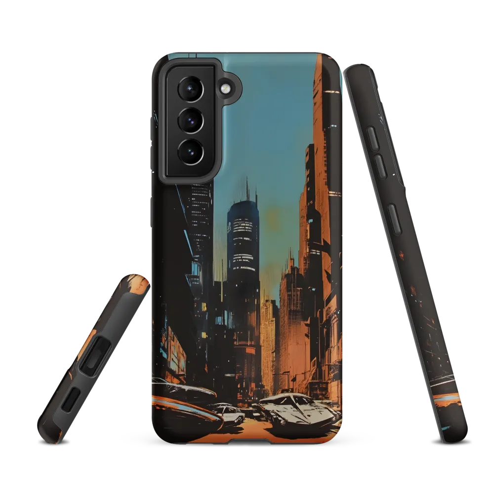 Futuristic Cityscape in Blue and Orange