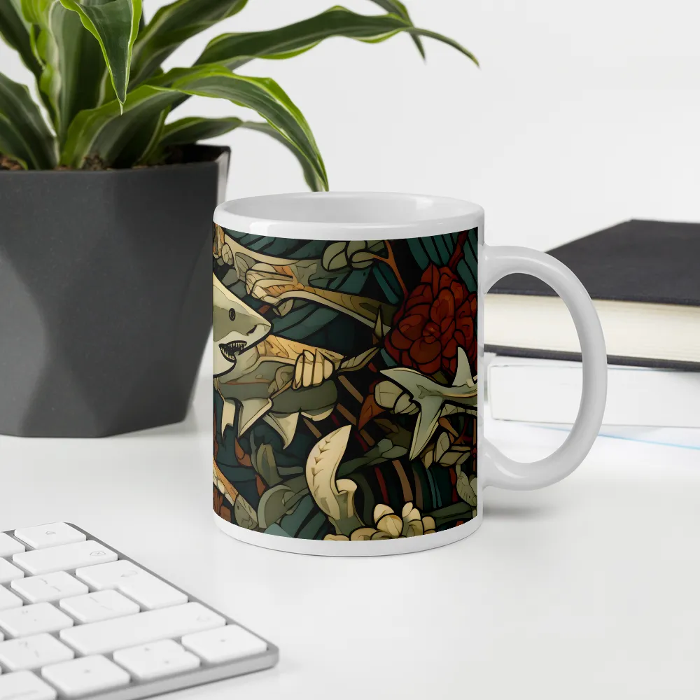 Dynamic Harmony of Sharks and Flora | Mugs | Multiple Sizes & Colors