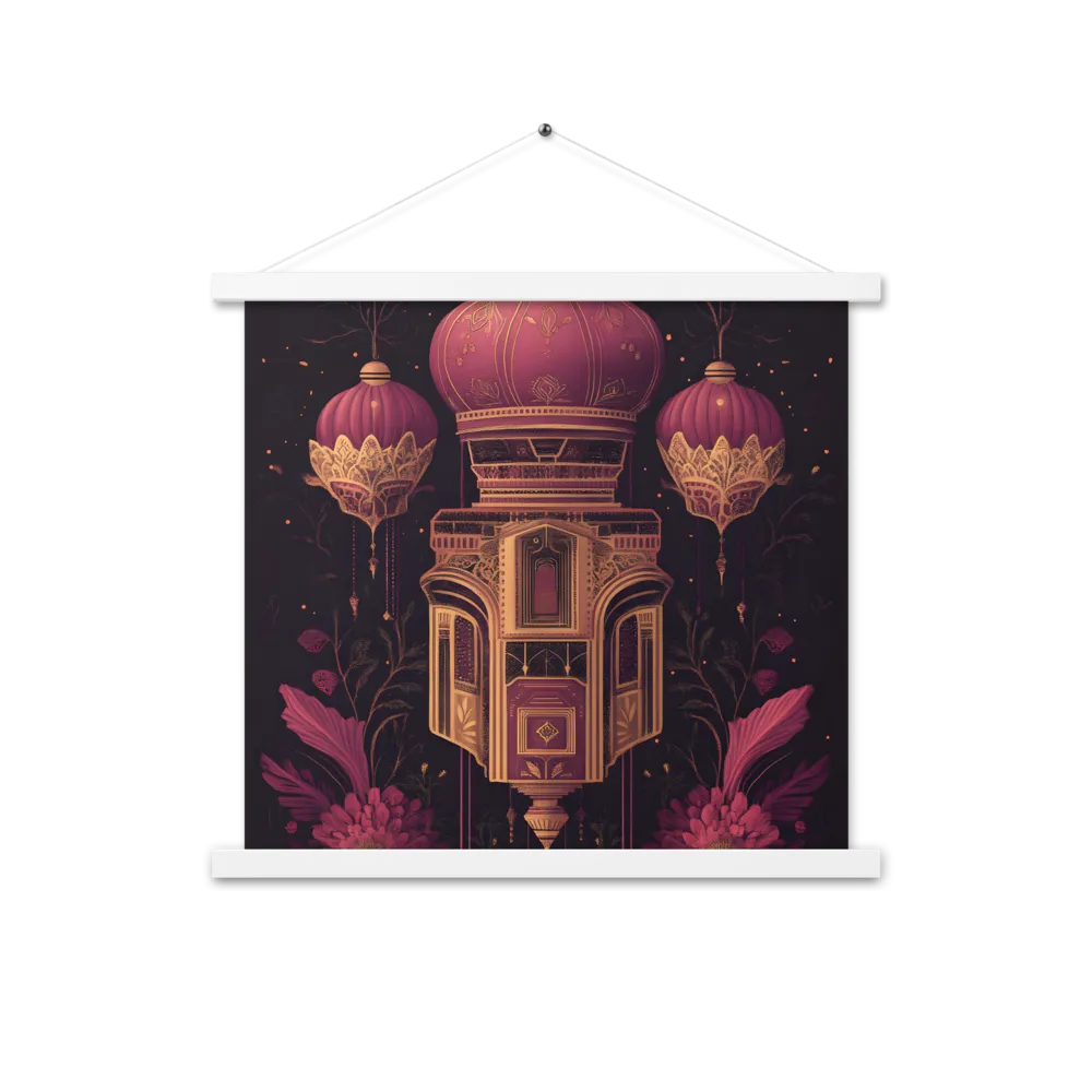 Ornate Harmony: A Digital Floral Architecture | Poster With White Wood Hanger | 18″×18″