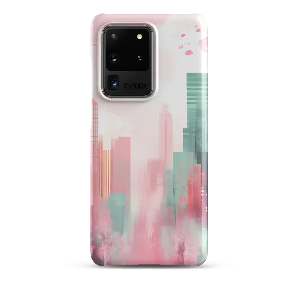 Dreamy Cityscape in Pink and Cyan