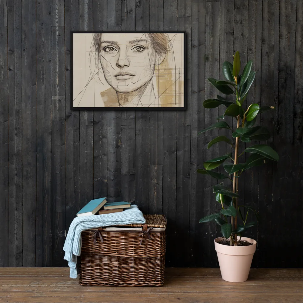 Geometric Elegance: A Modern Portrait | Canvas with Black Frame | 20″×30″