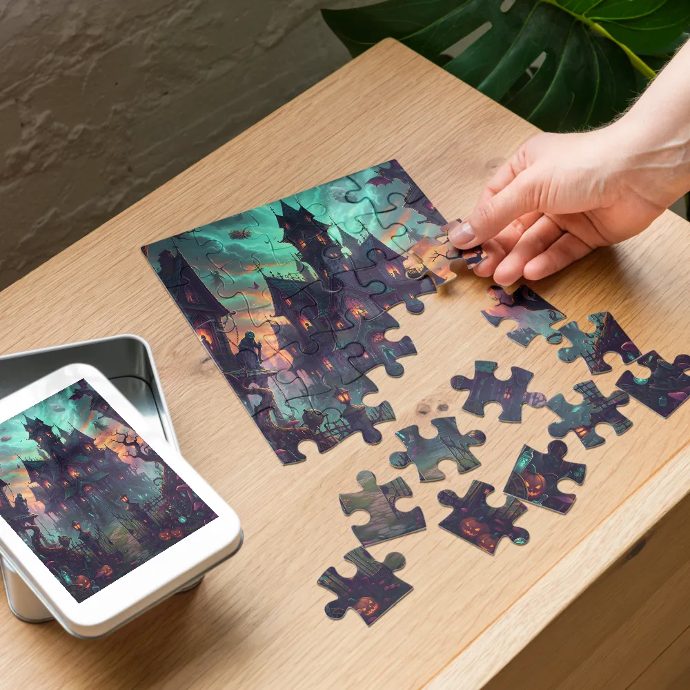 Haunted Manor at Twilight 
 Jigsaw Puzzle in Tin Box