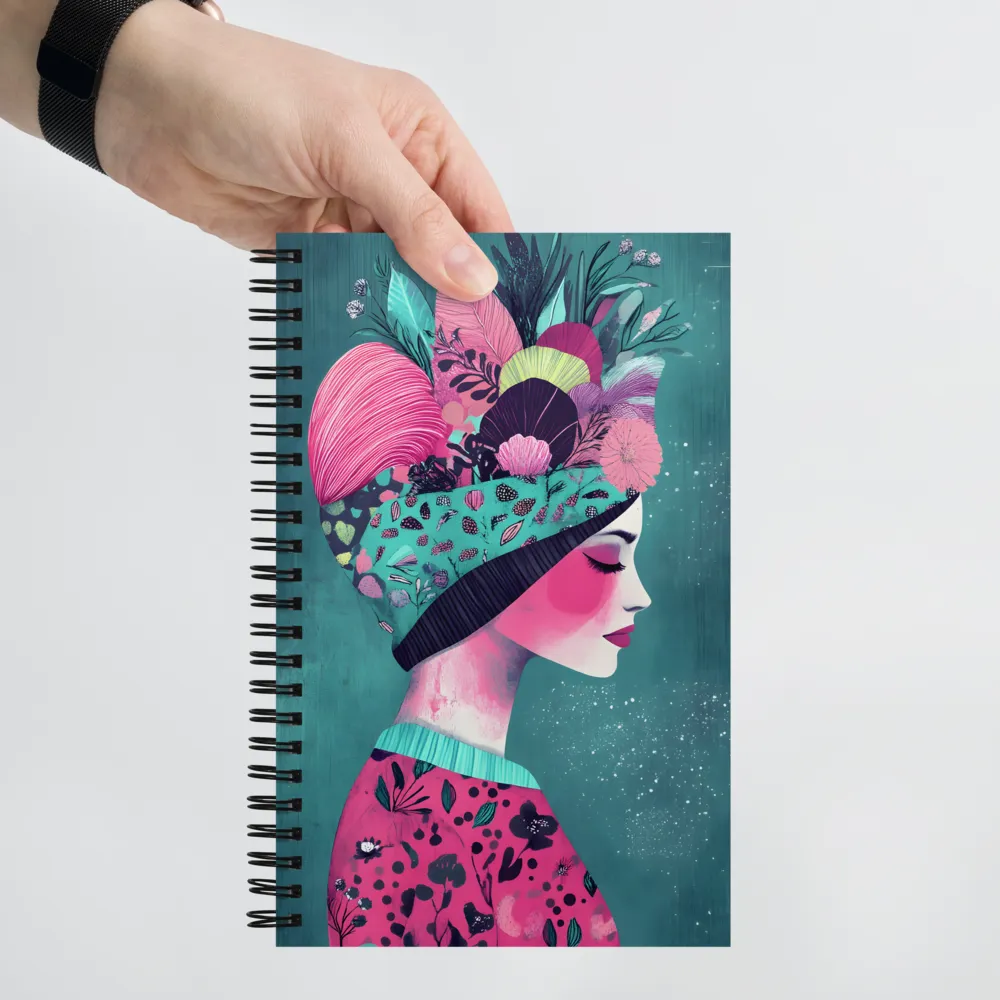 Whimsical Floral Portrait | Spiral Notebook