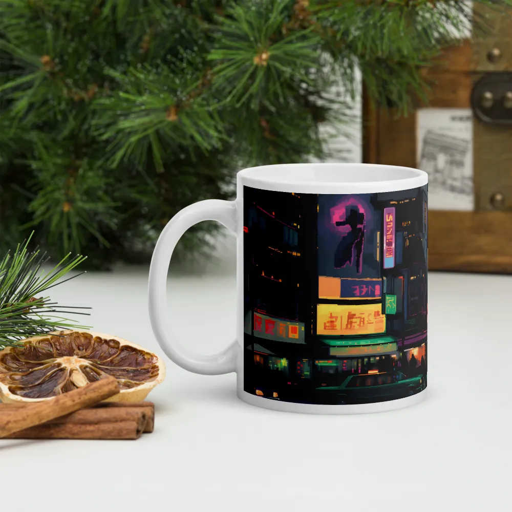 Neon Dreams: A Pixelated Urban Night | Mugs | Multiple Sizes & Colors