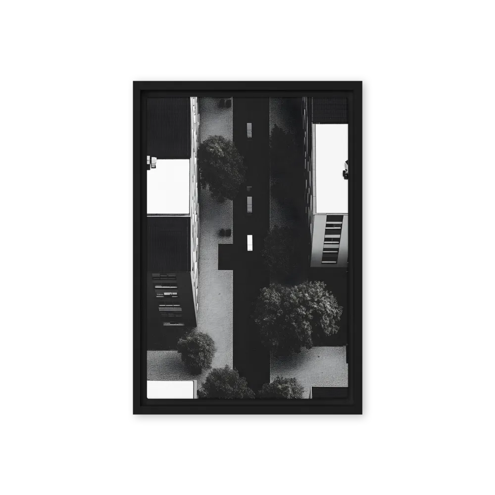 Urban Serenity from Above | Canvas with Black Frame | 12″×18″