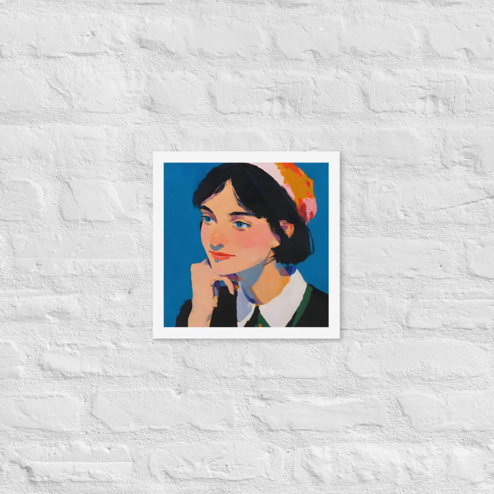 Blue Portrait 
 Poster with White Frame | 12″x 12″