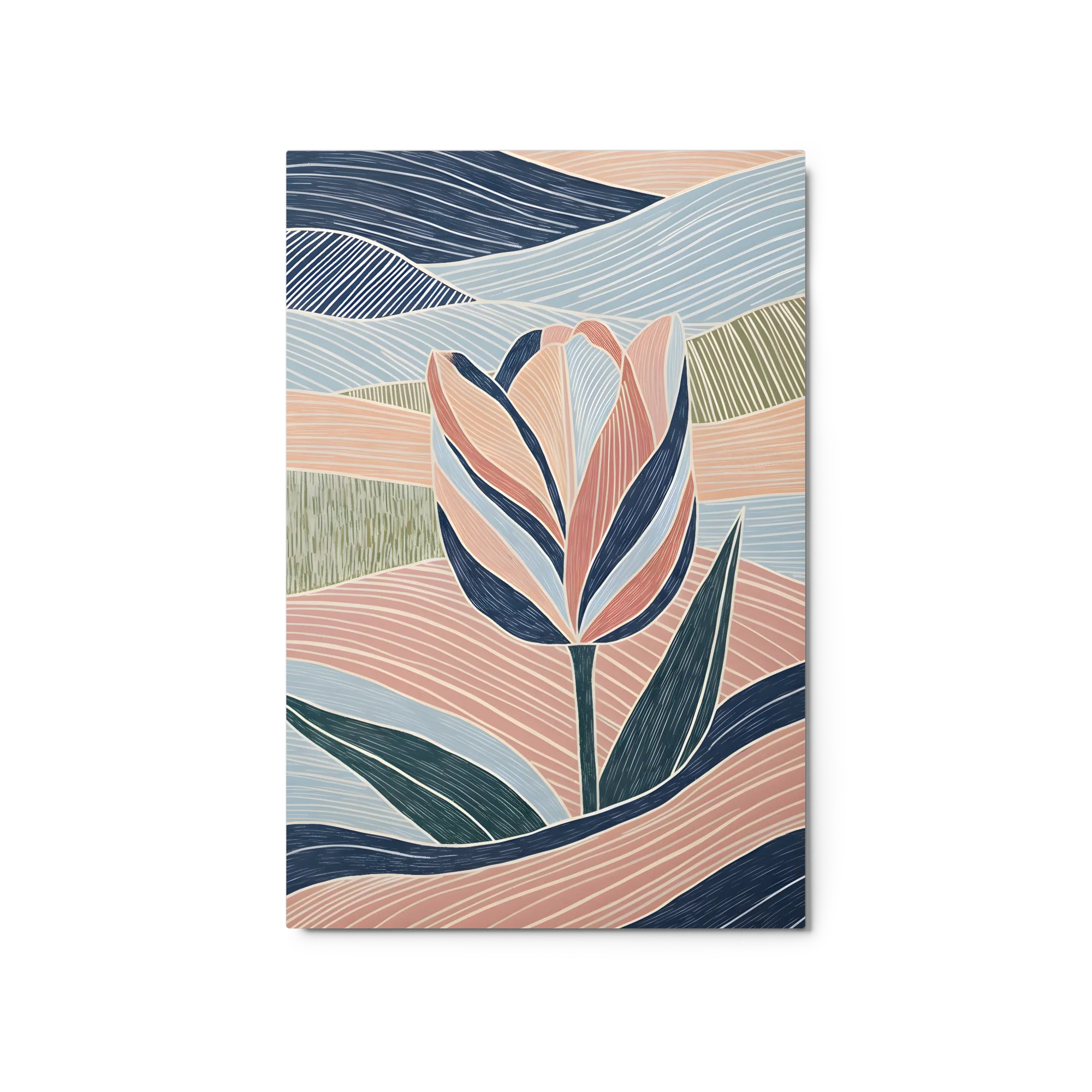 Stylized Tulip Serenity 
 Metal Print | 20″x 30″