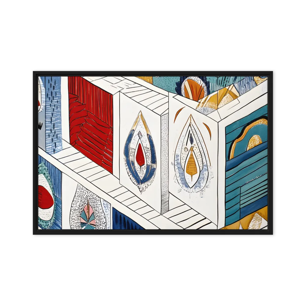 Symphony of Geometric Harmony | Canvas with Black Frame | 24″×36″