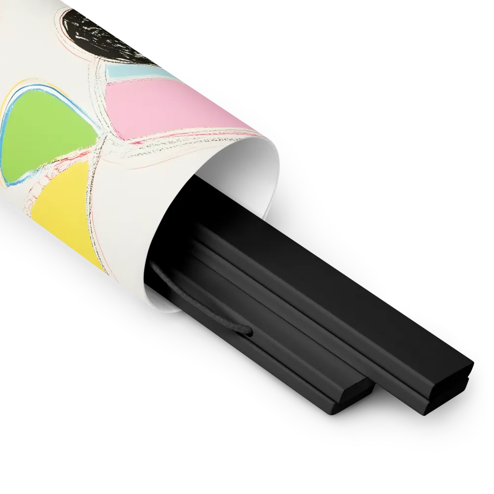 Whimsical Portrait in Colorful Abstraction | Poster With Black Wood Hanger | 12″×12″