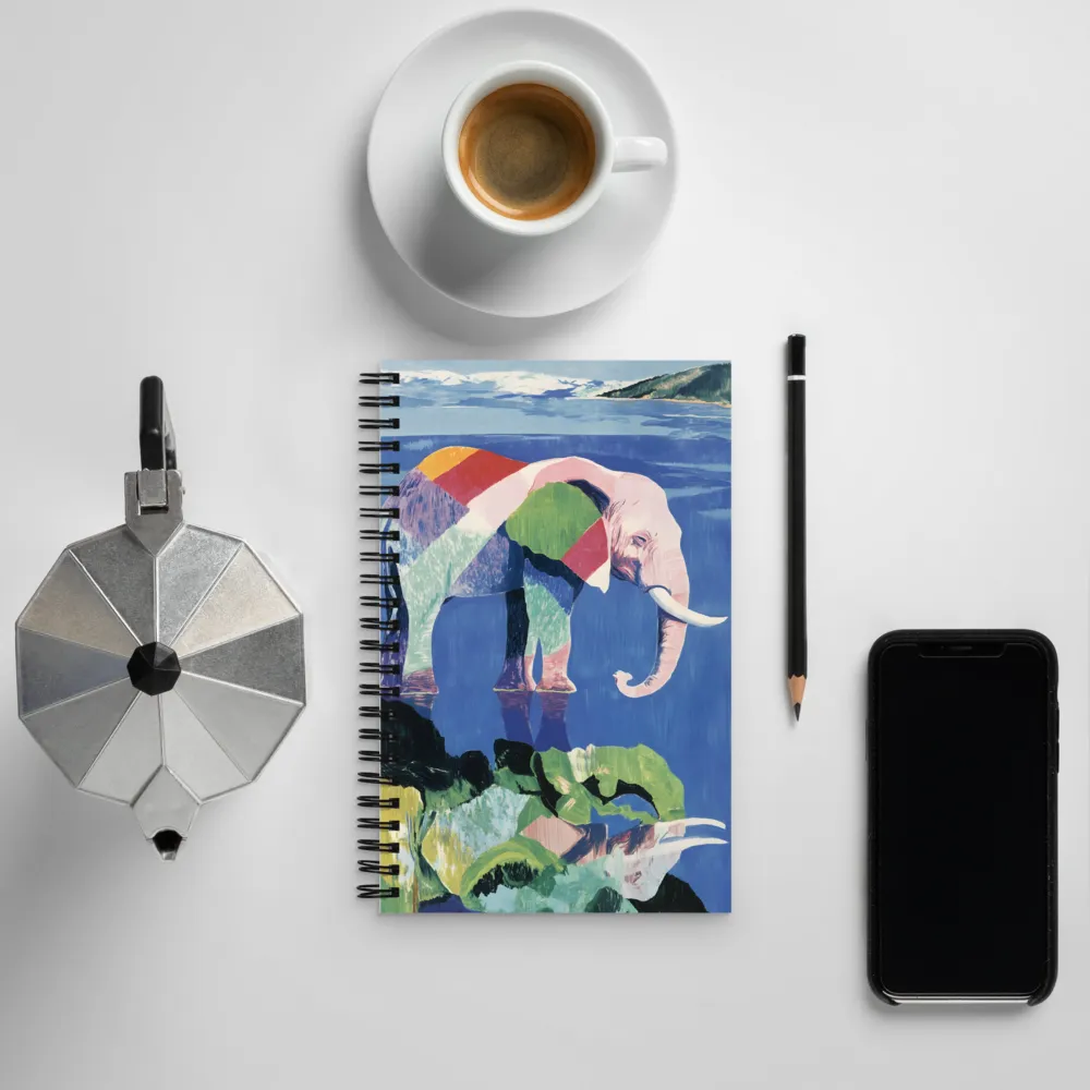 Serenity in Color: The Elephants of Reflection | Spiral Notebook