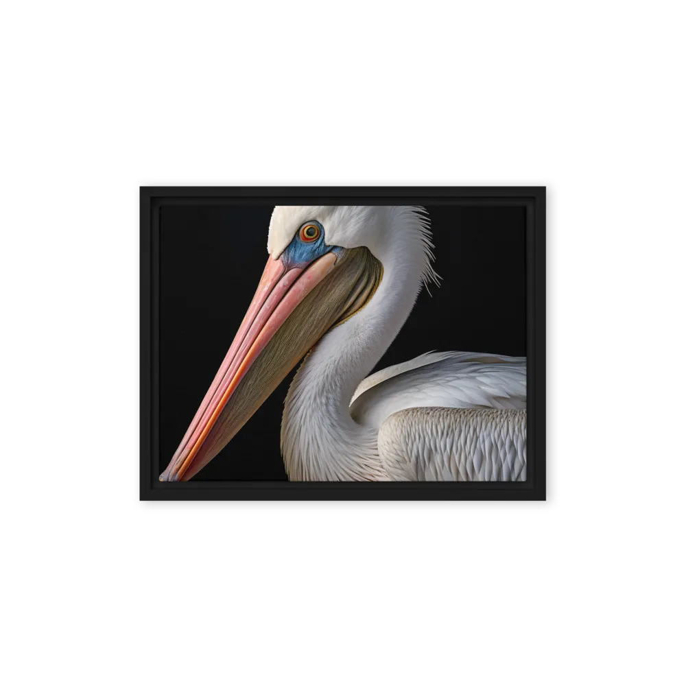 Elegance in White: The Pelican | Canvas with Black Frame | 12″×16″