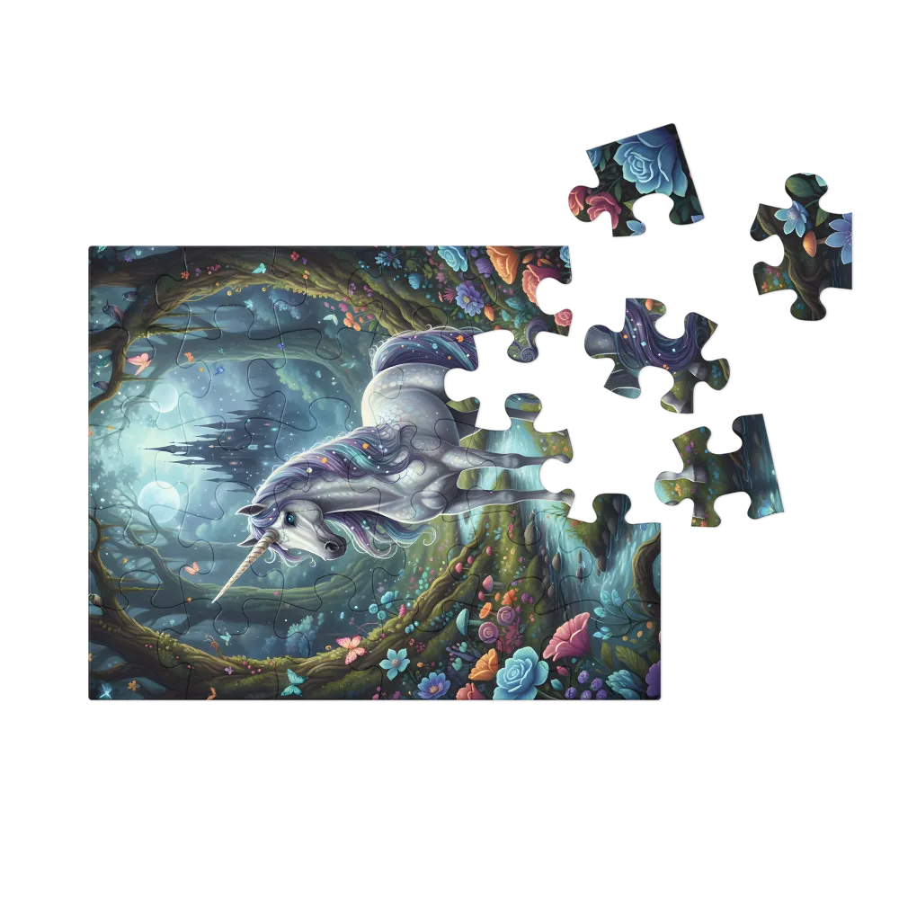 Moonlit Unicorn 
 Jigsaw Puzzle in Tin Box