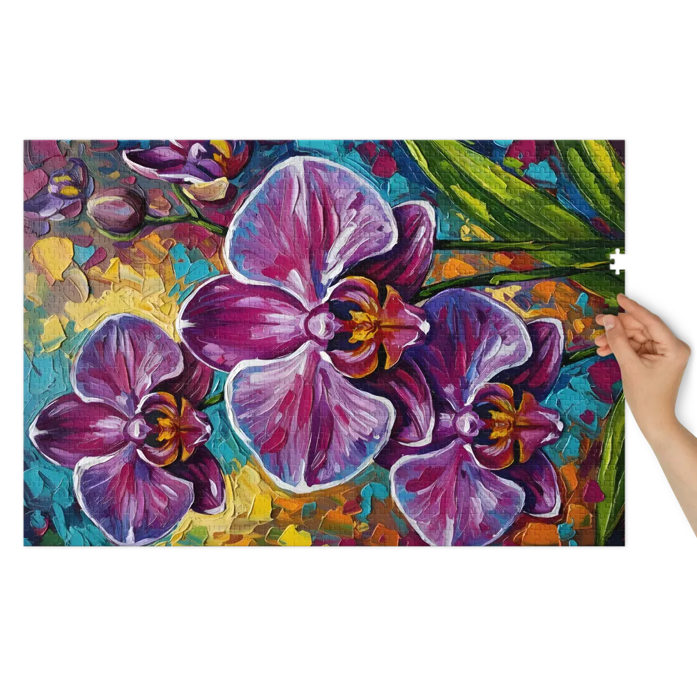 Impasto Orchids 
 Jigsaw Puzzle in Tin Box