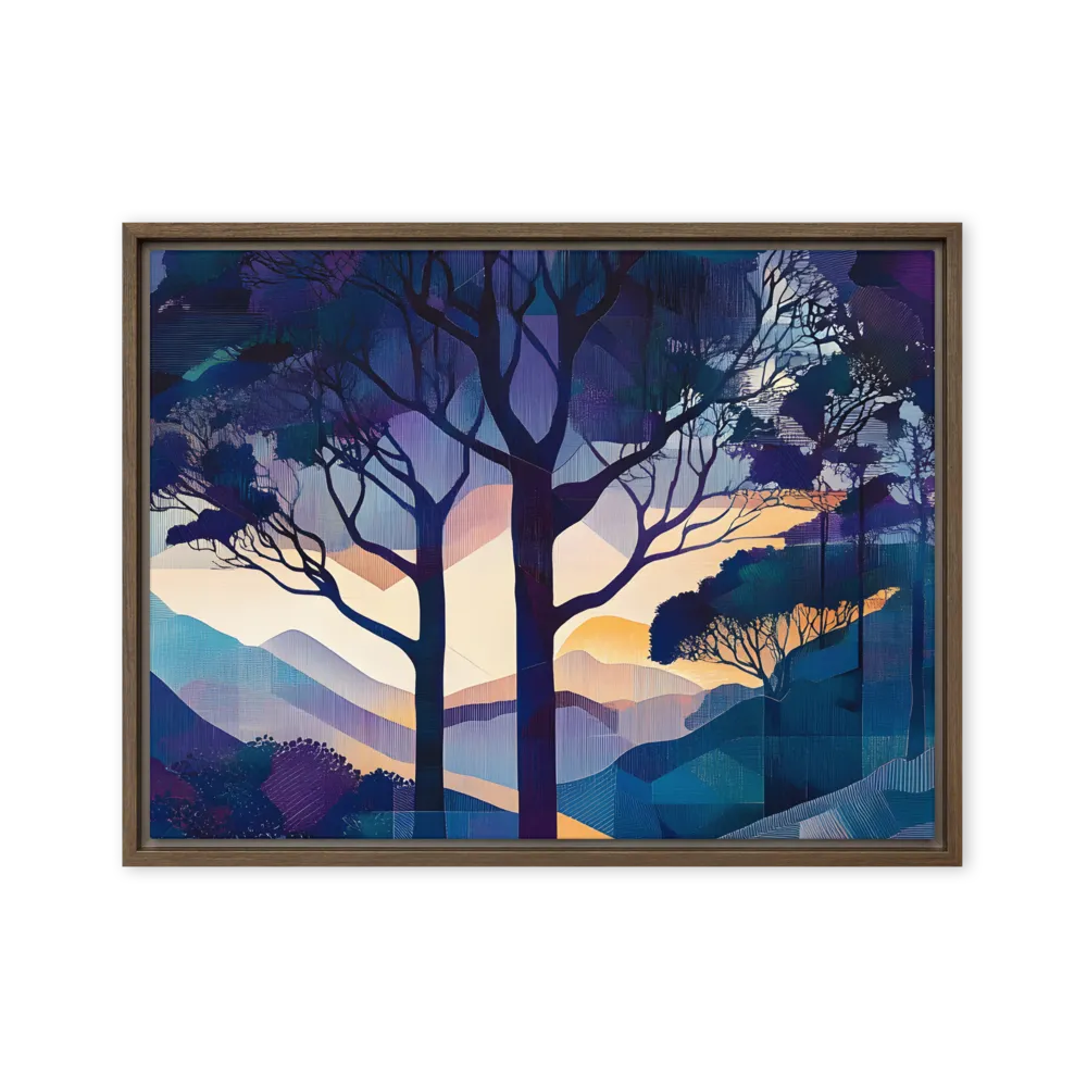 Tranquil Geometry: A Journey Through Color | Canvas with Brown Frame | 18″×24″