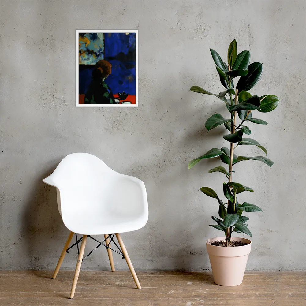 Contemplation Under the Night Sky | Poster with White Frame | 16″×20″