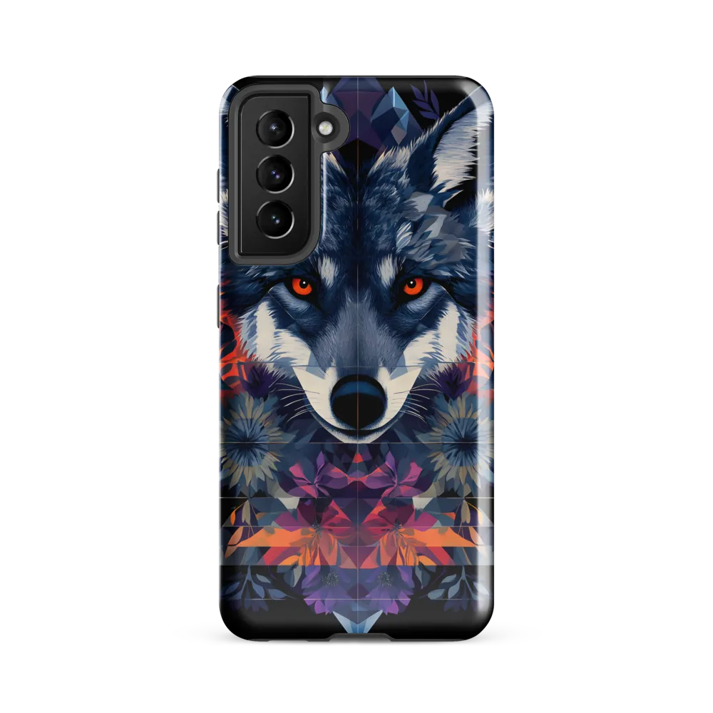 Mystical Wolf Amidst Floral Geometry