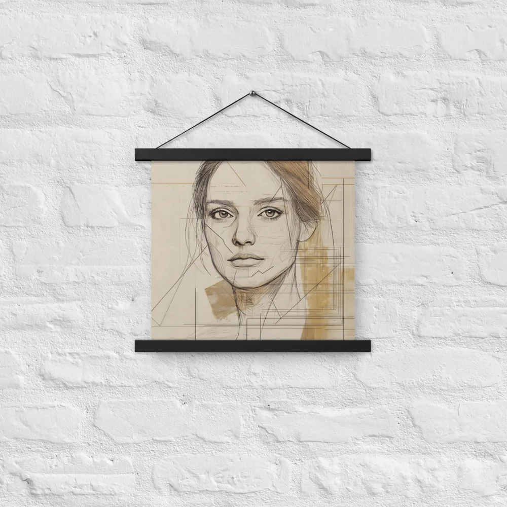 Geometric Elegance: A Modern Portrait | Poster With Black Wood Hanger | 14″×14″