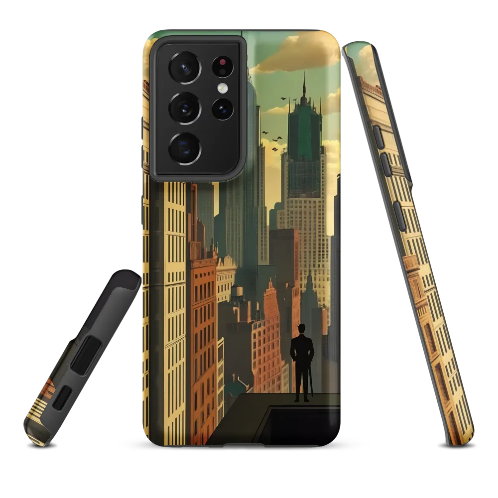 Urban Dreams: A Silhouette in Art Deco Cityscape