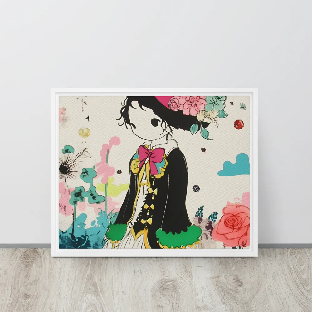 Whimsical Garden Reverie | Canvas with White Frame | 16″×20″