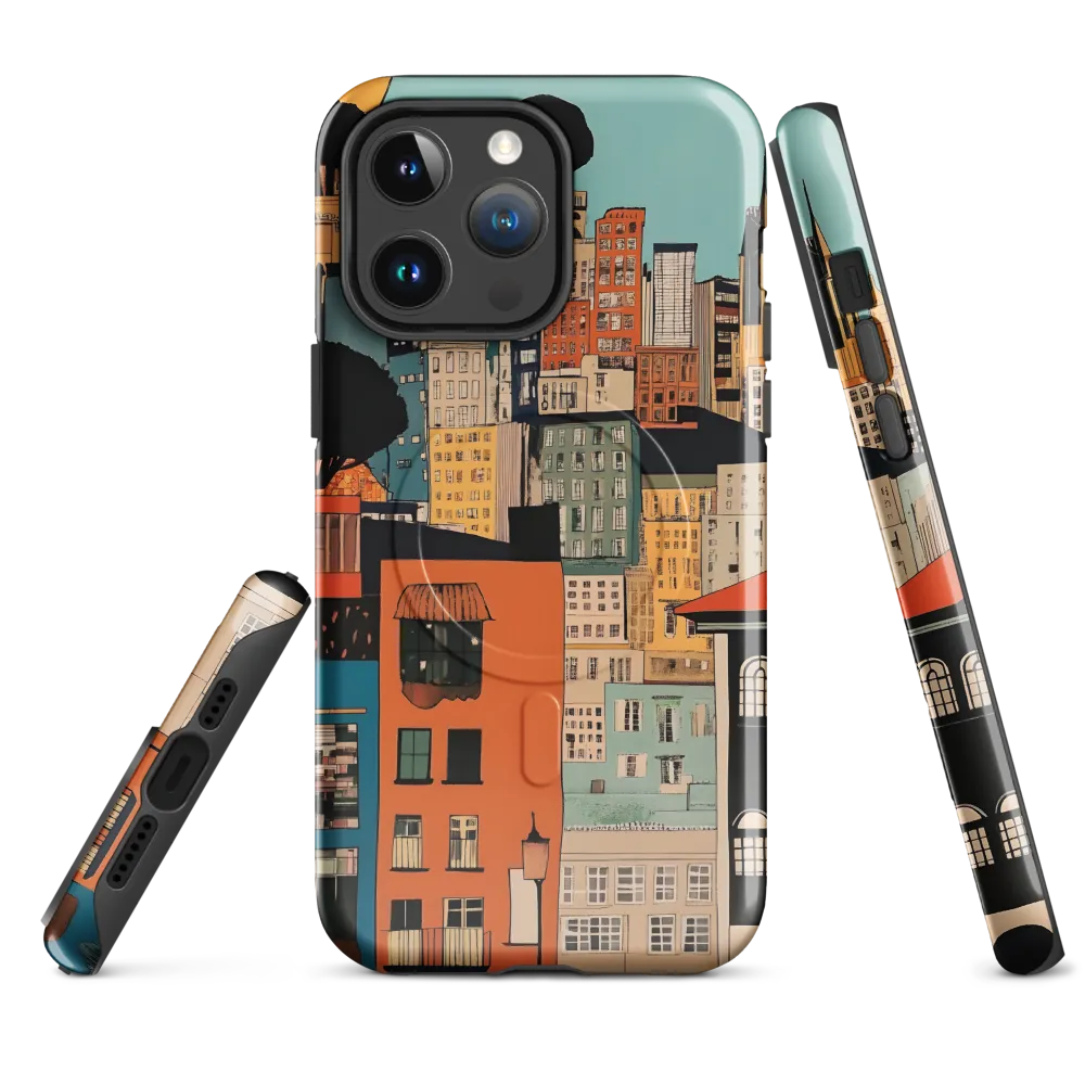 Terraced City: Teal Sky Over Orange Facades