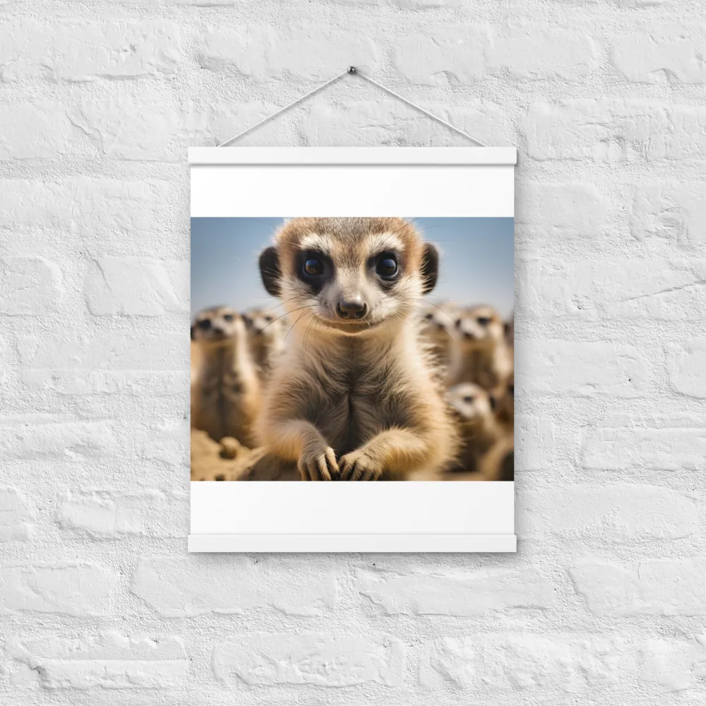 Curious Stance: The Meerkat's Gaze | Poster With White Wood Hanger | 16″×20″